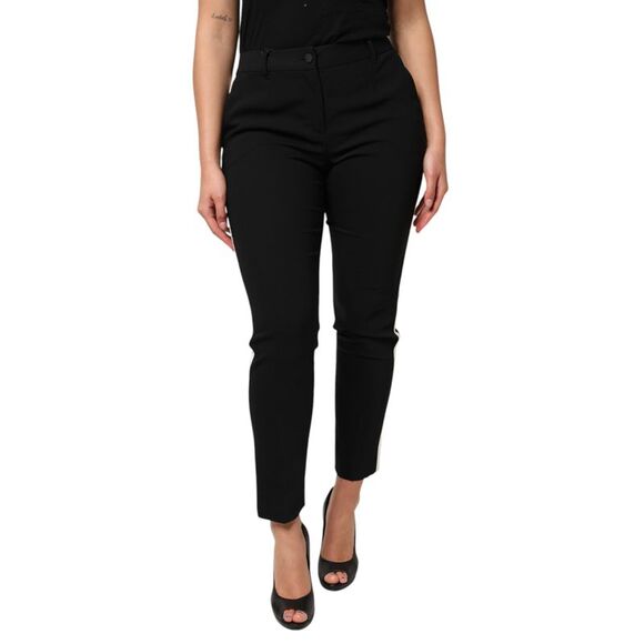 Dolce & Gabbana Black Wool High Waist Tapered Women's Pants